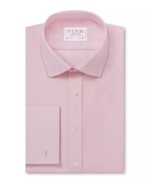 Pink Tailored Fit Double Cuff End on End Formal Shirt