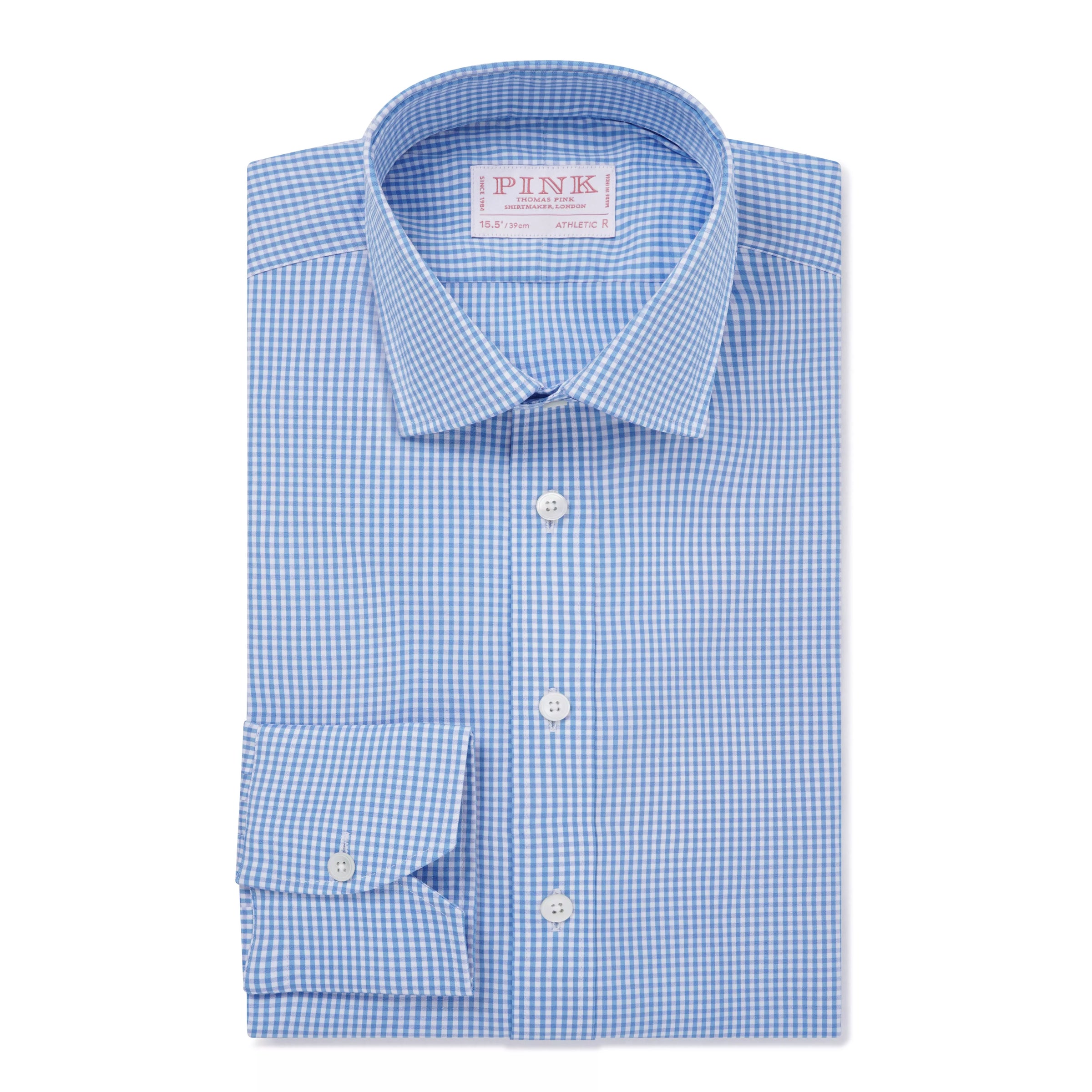 Sky Blue & White Athletic Fit Gingham Check Formal Shirt