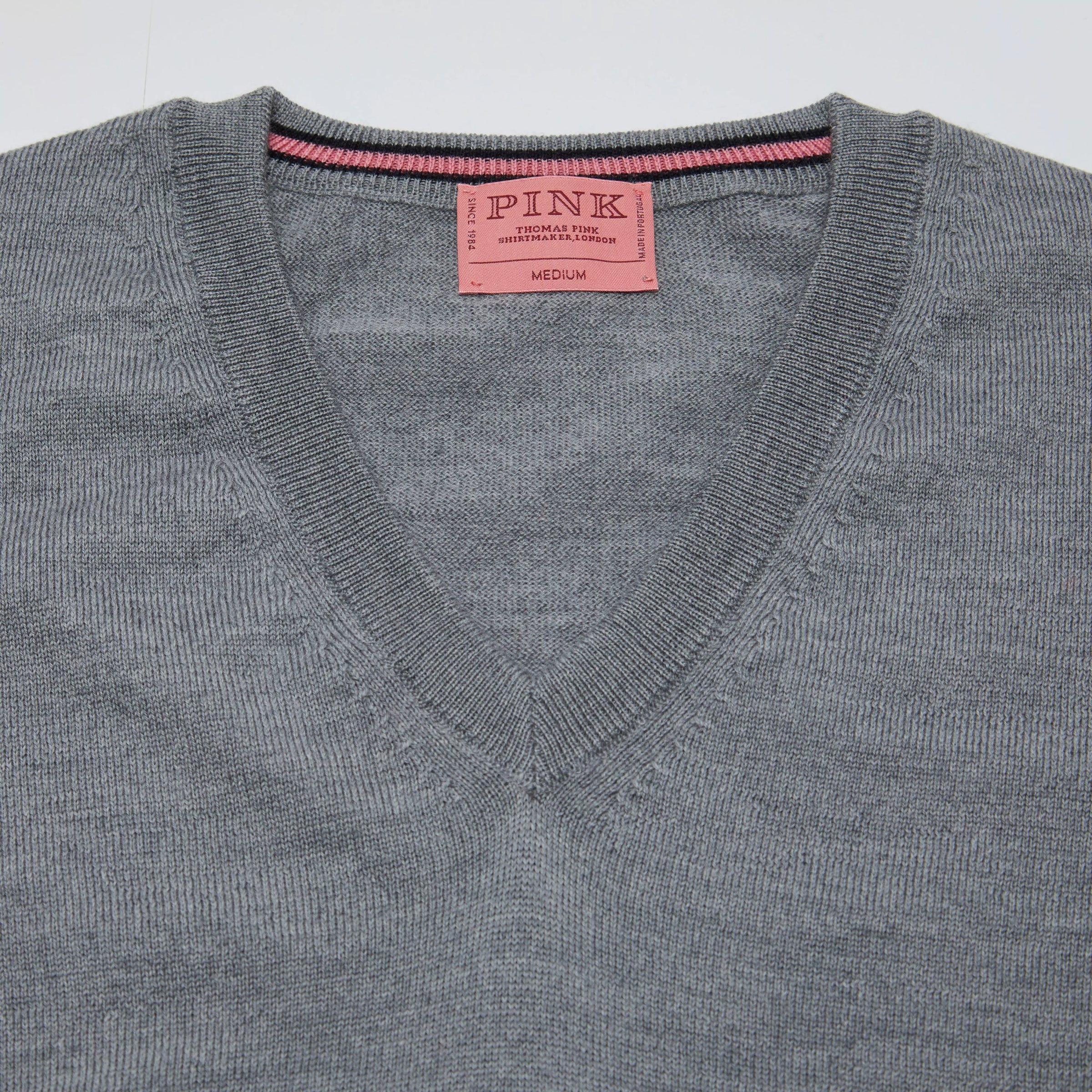 Pale Grey Merino Wool V-Neck Sweater