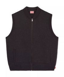 Grey Knitted Merino Wool Zipper Gilet