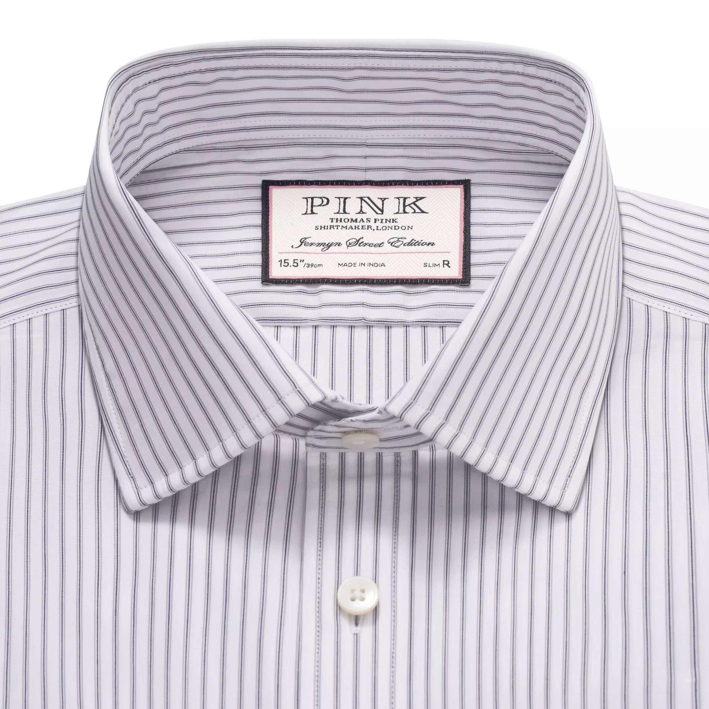 Pale Grey & White Slim Fit Tram Stripe Formal Shirt