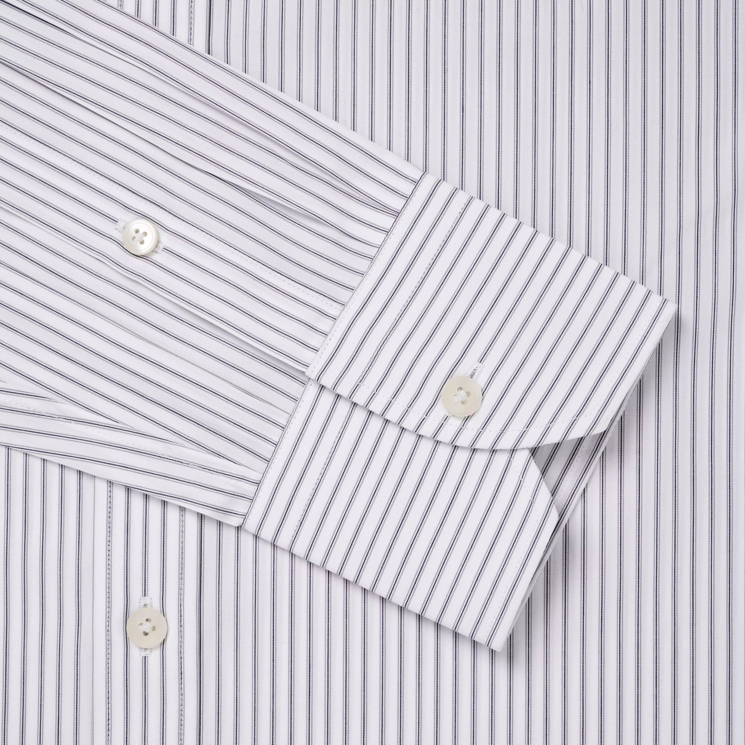 Pale Grey & White Slim Fit Tram Stripe Formal Shirt