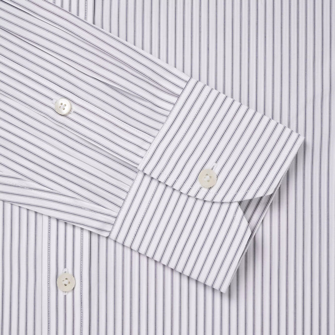 Pale Grey & White Slim Fit Tram Stripe Formal Shirt