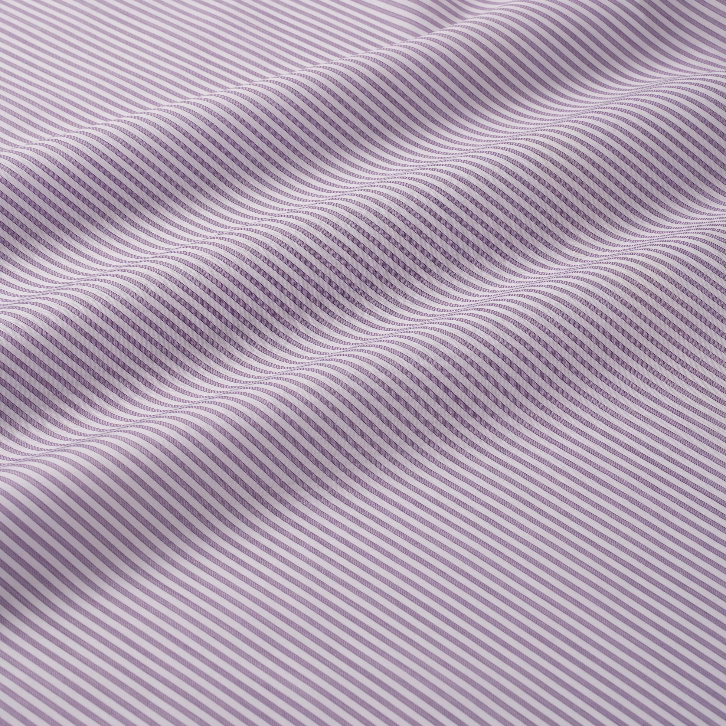 Purple & White Slim Fit Piumino Twill Stripe Formal Shirt