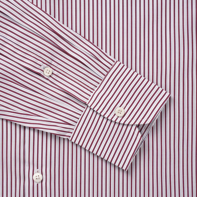 Purple & White Slim Fit Piumino Multi Stripe Formal Shirt
