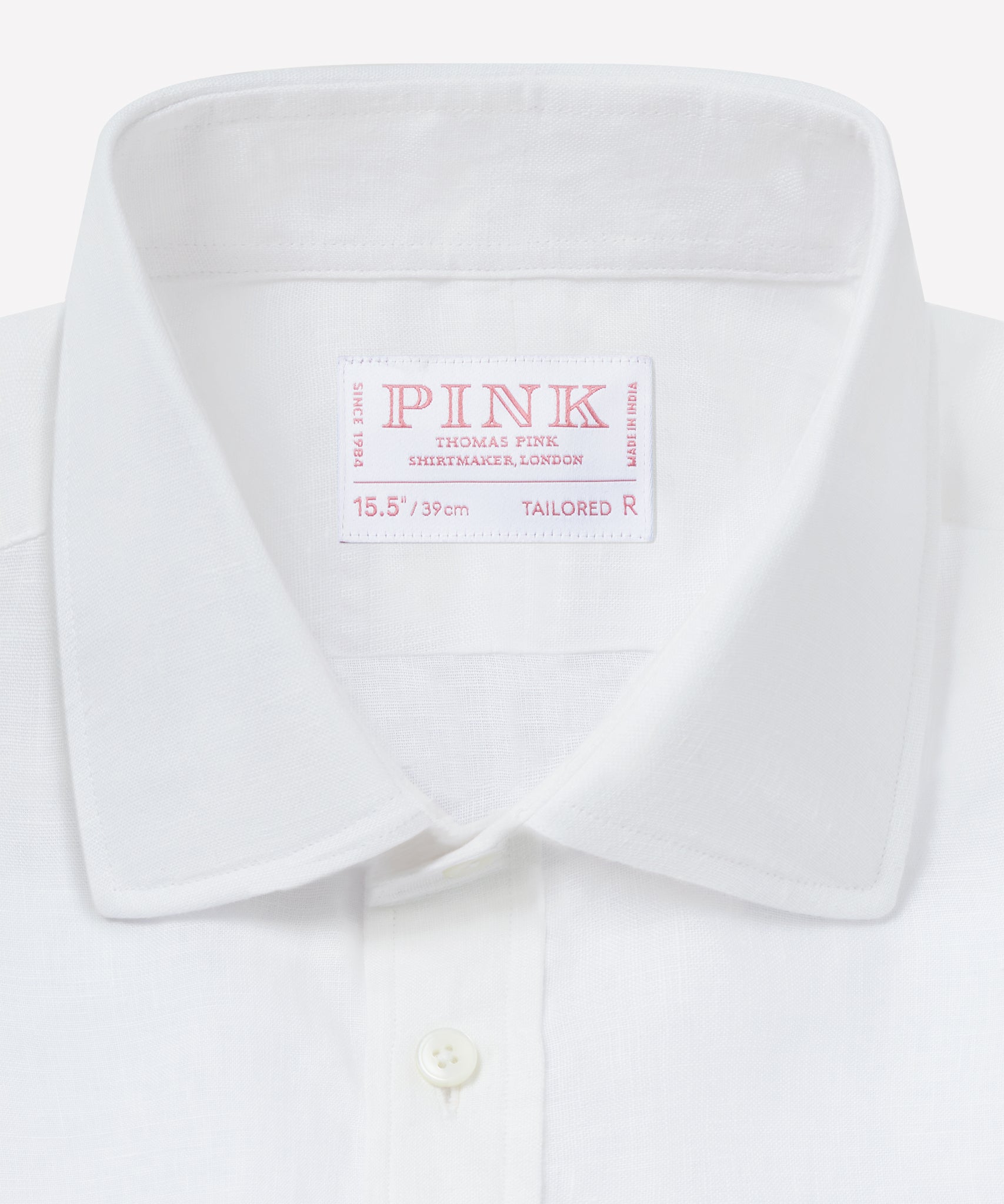 White Tailored Fit Essential Linen Formal Shirt