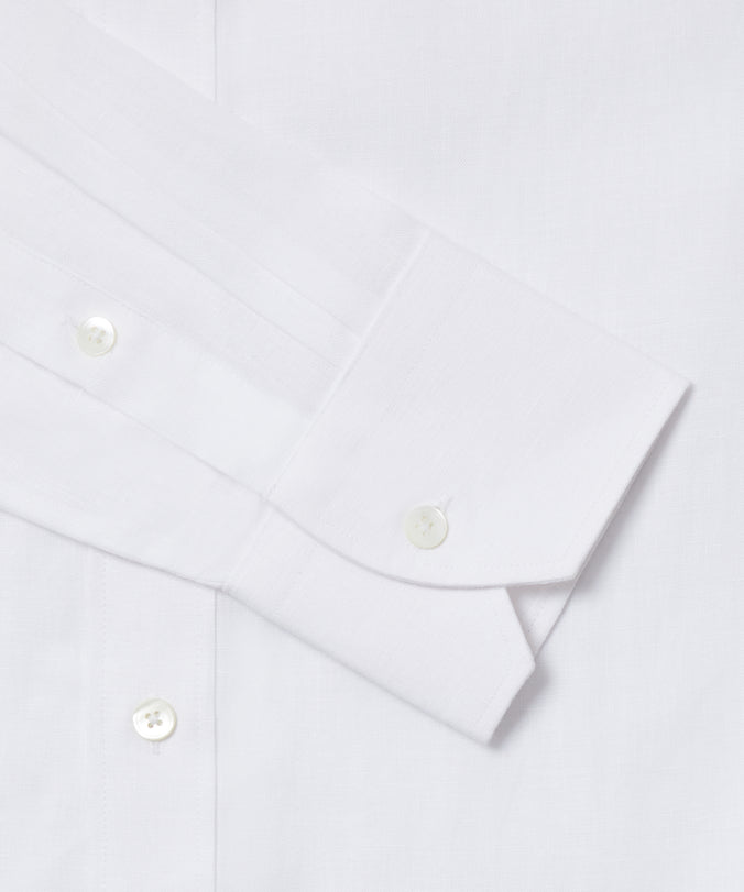 White Slim Fit Essential Linen Formal Shirt