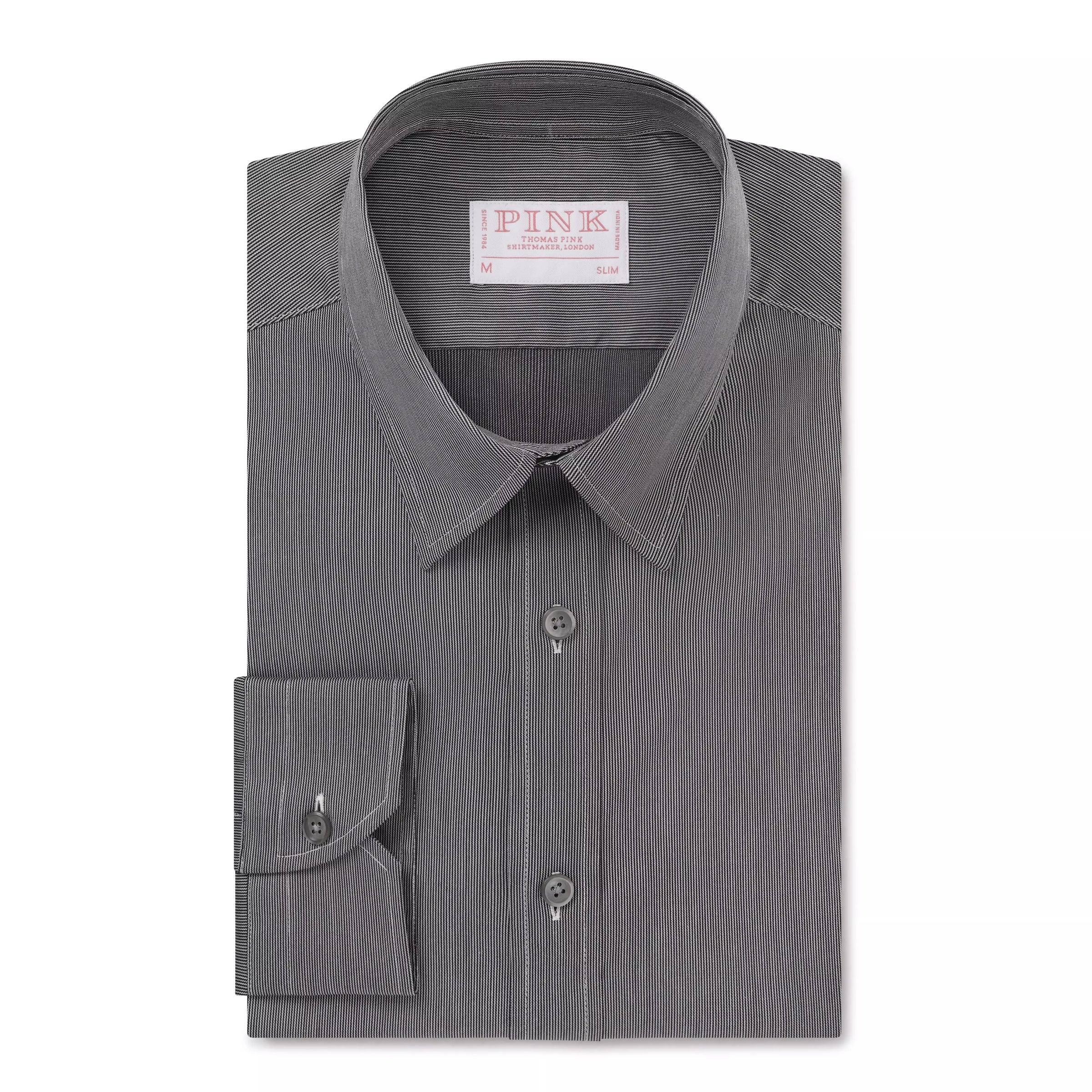 Black & White Slim Fit Smart Casual Fine Stripe Stretch Shirt