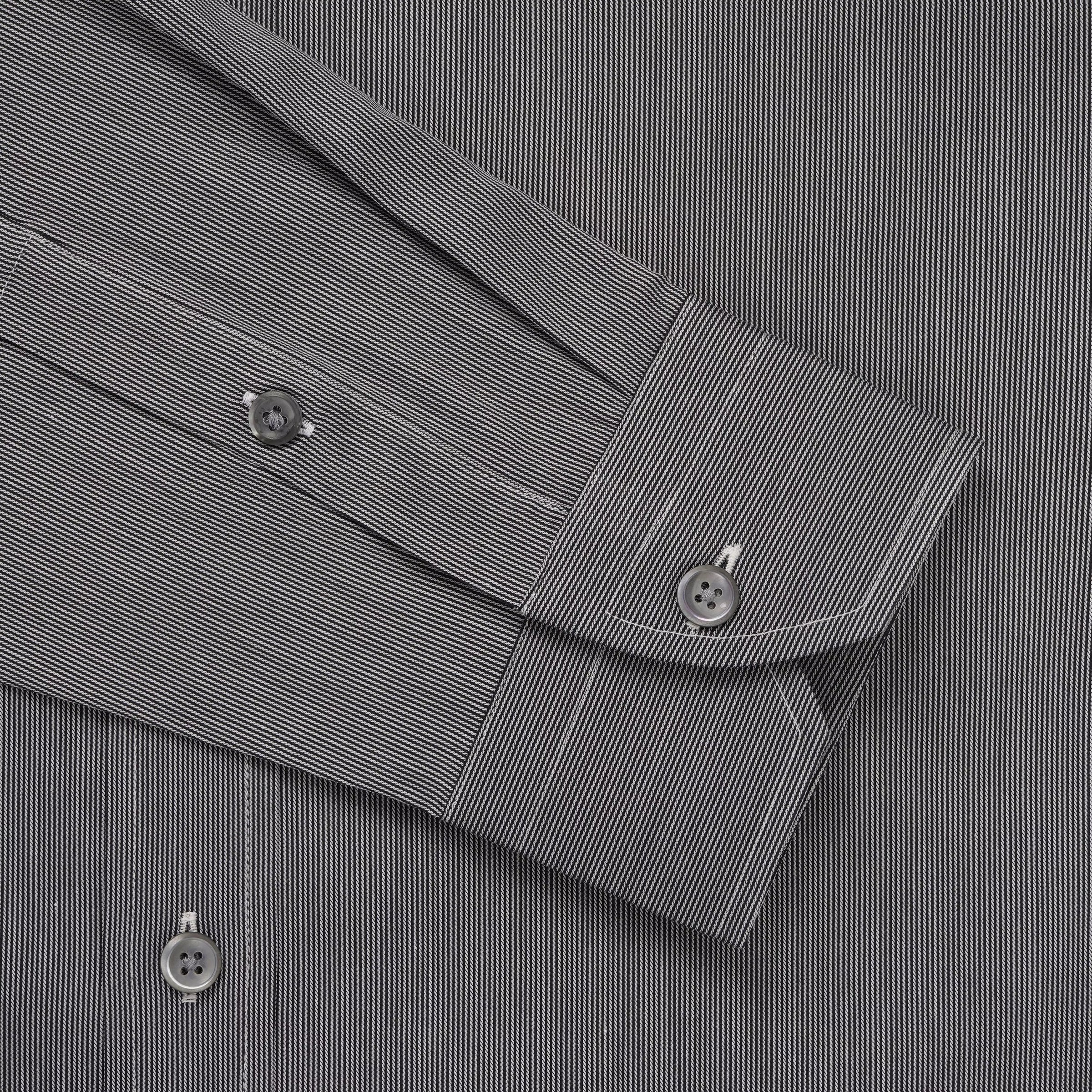 Black & White Slim Fit Smart Casual Fine Stripe Stretch Shirt