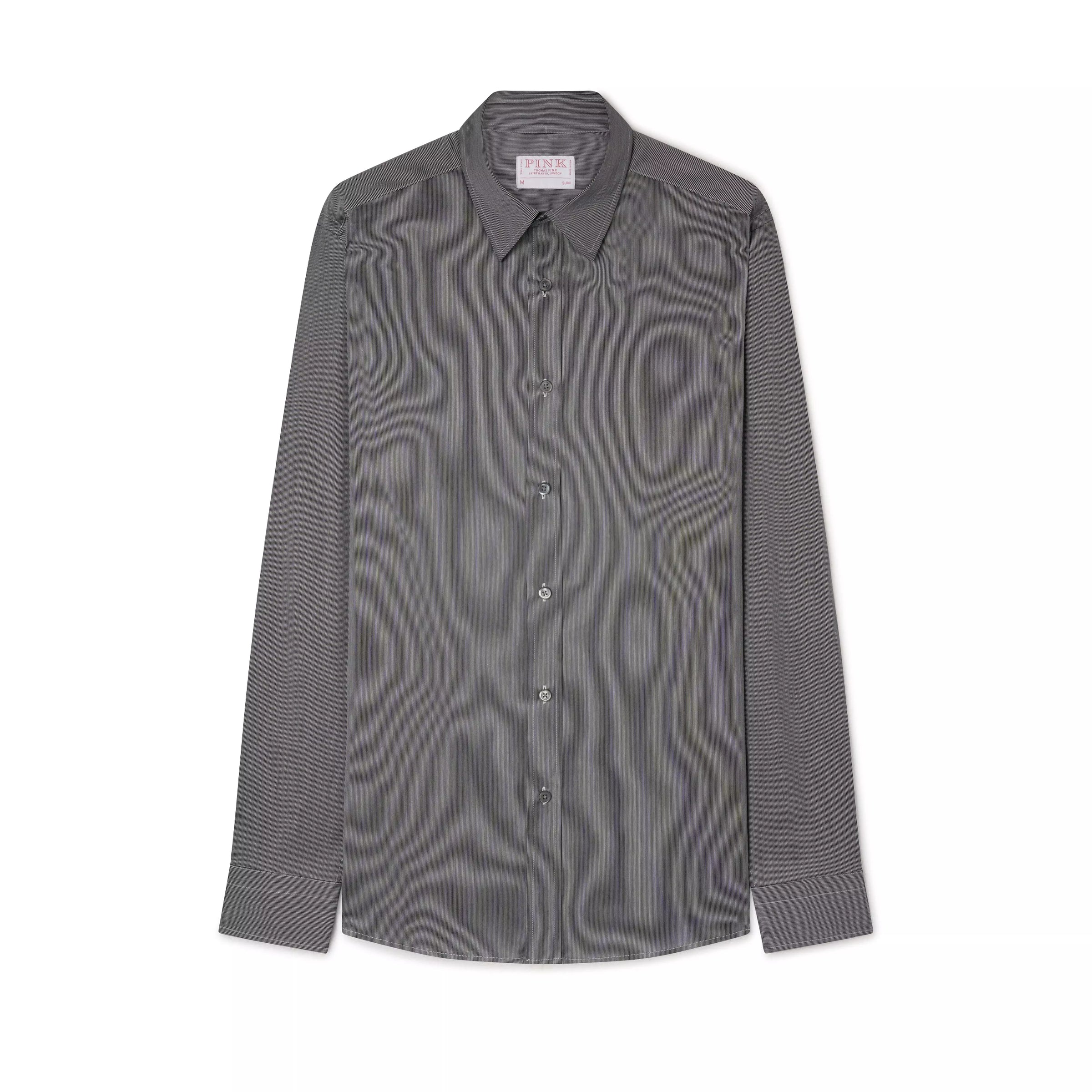 Black & White Slim Fit Smart Casual Fine Stripe Stretch Shirt